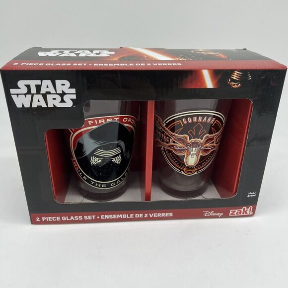 Star Wars Zak 2 Piece Glass Set 16 oz Glasses First Order And X-wing - Picture 1 of 7